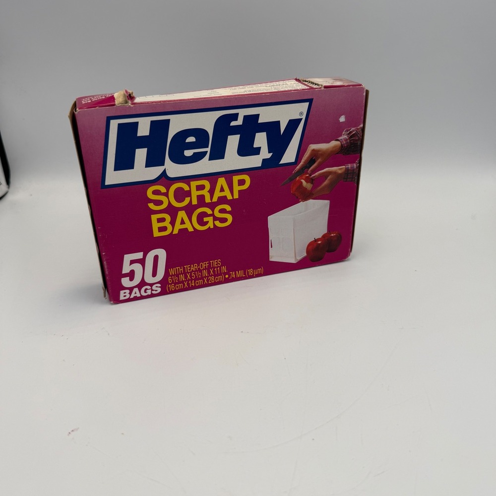 Vintage 1991 Hefty Scrap Bags 30 Count Small Countertop Waste Bags with Ties